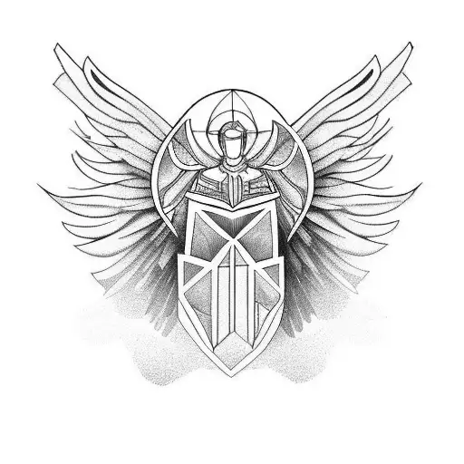 male guardian angel tattoo design idea