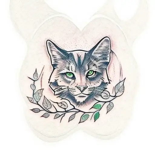 green paw print with an autumn tree tattoo design idea