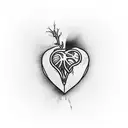 Tattoo design showcasing a heart being ripped out of a chest by a woman with bold lines and shading tattoo design idea