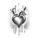 Tattoo design showcasing a heart being ripped out of a chest by a woman with bold lines and shading tattoo design idea