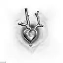 Tattoo design showcasing a heart being ripped out of a chest by a woman with bold lines and shading tattoo design idea