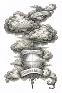 clouds and scripture 2 Timothy 1:7 tattoo design idea