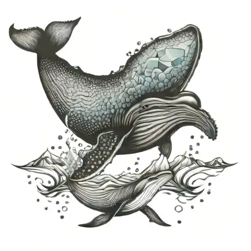 Humpback whale made of iceberg tattoo design idea