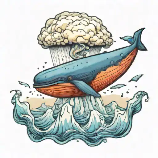 cosmic whale, iceberg erupting tattoo design idea