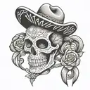 Mexican skeleton cowboy tattoo design idea