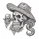 Mexican skeleton cowboy tattoo design idea