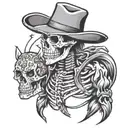 Mexican skeleton cowboy tattoo design idea