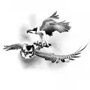 Realistic Osprey hunting tattoo design idea