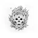 Flores del oto demonio oni, arboles y carpa koi tattoo design idea