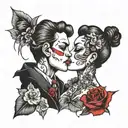lips kissing tattoo design idea