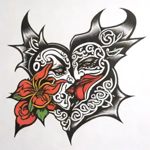 kiss mark with writing   tattoo design idea