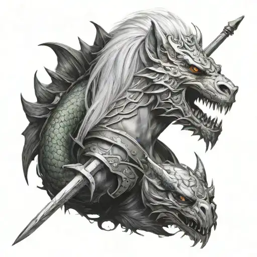 witcher, basilisk, ciri, silver sword, tattoo design idea