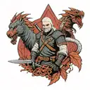 witcher, geralt, ciri, silver sword, basilisk  tattoo design idea