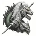 witcher, basilisk, ciri, silver sword, tattoo design idea