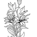 lillies with sparrows tattoo design idea