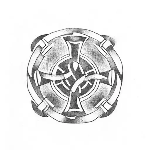 Celtic tribal tattoo small with an Arsenal cannon symbol tattoo design idea