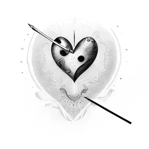 heart with 2 signature and dates tattoo design idea