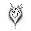 heart with 2 signature and dates tattoo design idea