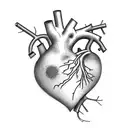 heart with 2 signature and dates tattoo design idea