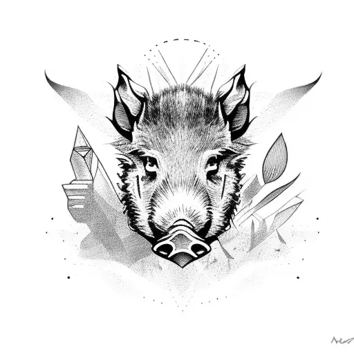 Wild boar tattoo design idea