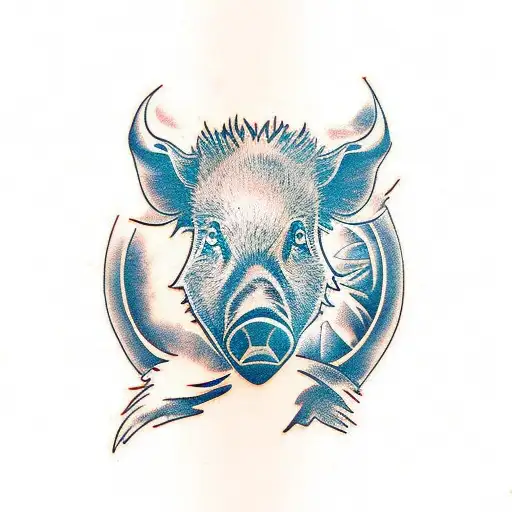 Wild boar full body from side perspective tattoo design idea