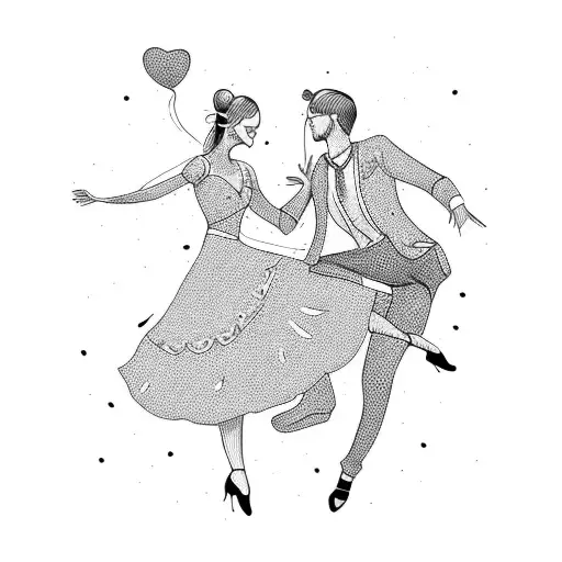 Romantic dancing couple tattoo design idea
