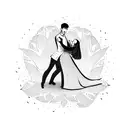 Romantic dancing couple tattoo design idea