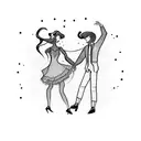 Romantic dancing couple tattoo design idea