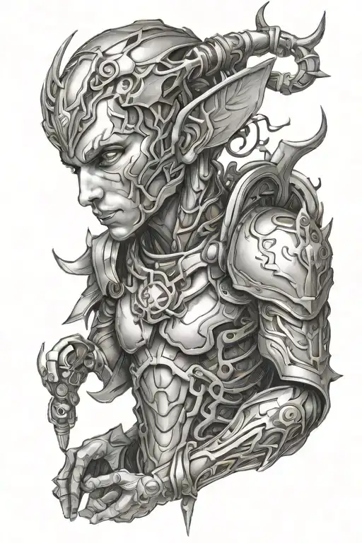 Elf cyborg tattoo design idea