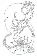 Scorpion constellation with flower tattoo design idea