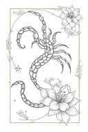 Scorpion constellation with flower tattoo design idea