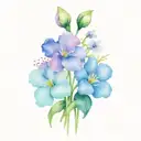 carnation, snow drop, violets and primrose flower bouquet tattoo design idea