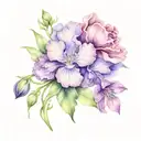 carnation, snow drop,violets and primrose flowers tattoo design idea