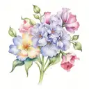 carnation, snow drop,violets and primrose flowers tattoo design idea