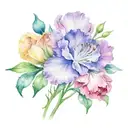 carnation, snow drop,violets and primrose flowers tattoo design idea