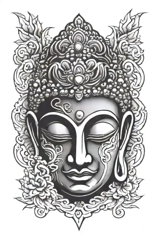 buddha face tattoo design idea