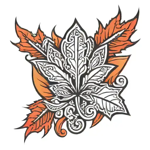 a Maori style Canadian maple leaf tattoo design idea