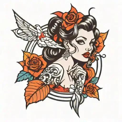pinup girl tattoo design idea