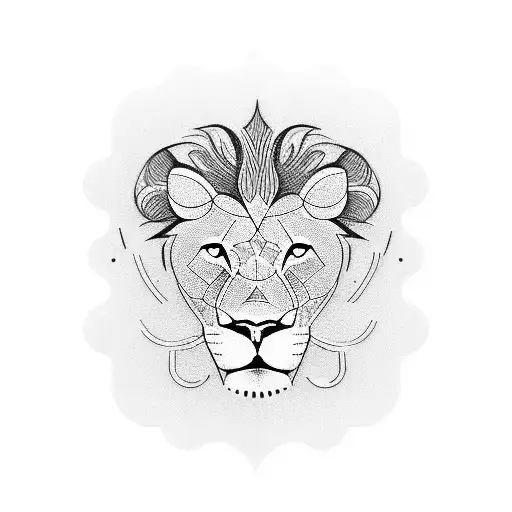 A dotwork tattoo of a computer circuit board forming the shape of a lion, symbolizing the integration of personal growth and technology tattoo design idea