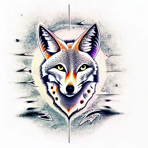 coyote full moon tattoo design idea