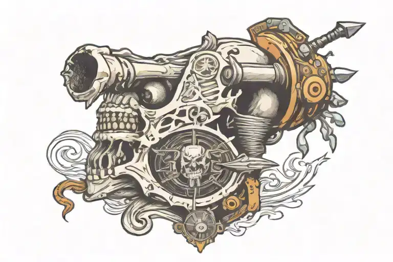 wolf skull with a warrior with a tattoo design idea