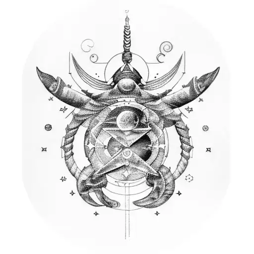 combination of zodiac signs, mother Taurus, father sagittarius and daughters pisces libra scorpio tattoo design idea