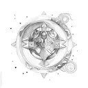 combination of zodiac signs, mother Taurus, father sagittarius and daughters pisces libra scorpio tattoo design idea