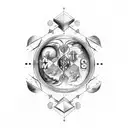 combination of zodiac signs, mother Taurus, father sagittarius and daughters pisces libra scorpio tattoo design idea