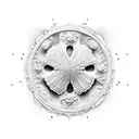 Sand Dollar with scroll work tattoo design idea