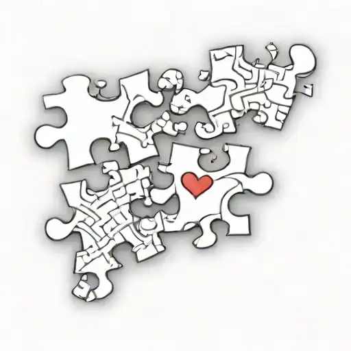 3 separate puzzle pieces with hearts on them that would interlock if put together tattoo design idea