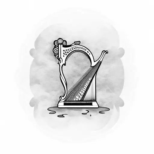 harp with clover with celtic tattoo design idea