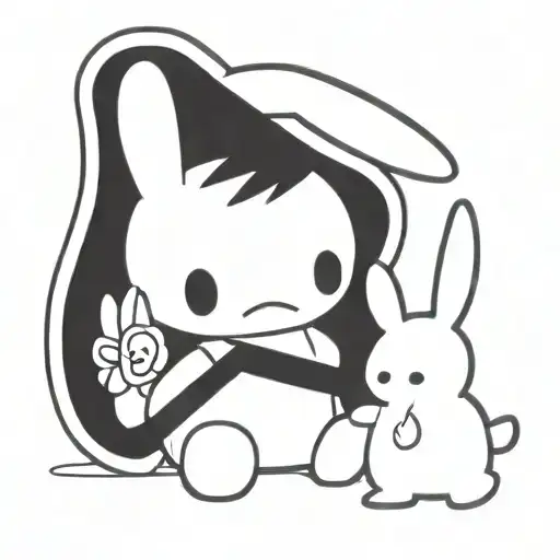 stitch holding Miffy rabbit tattoo design idea
