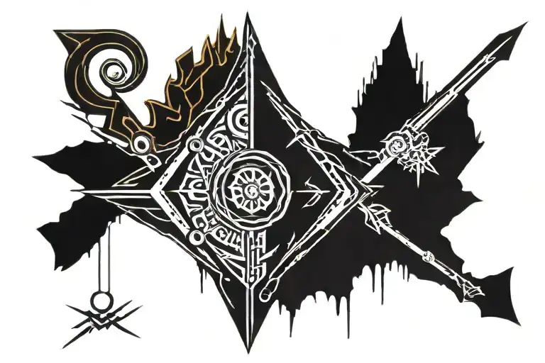 berserk sacrifice mark tattoo on back and a eye one the left and right site  tattoo design idea
