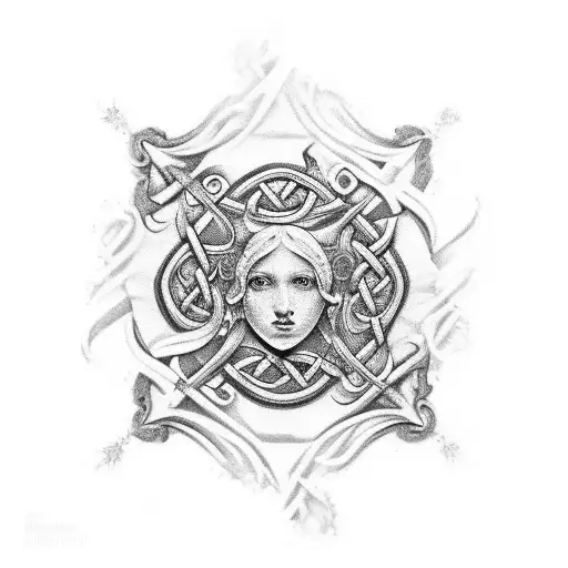 Baroque painting done with Celtic tones tattoo design idea